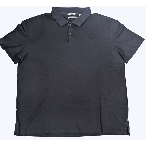 Calvin Klein Liquid Touch Navy Blue 1/4 Button Short Sleeve Polo Men's Size XL - Picture 1 of 6